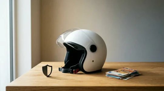 Concept visuel représentant le choix financier entre assurance tous risques et économies pour un scooter 125cc