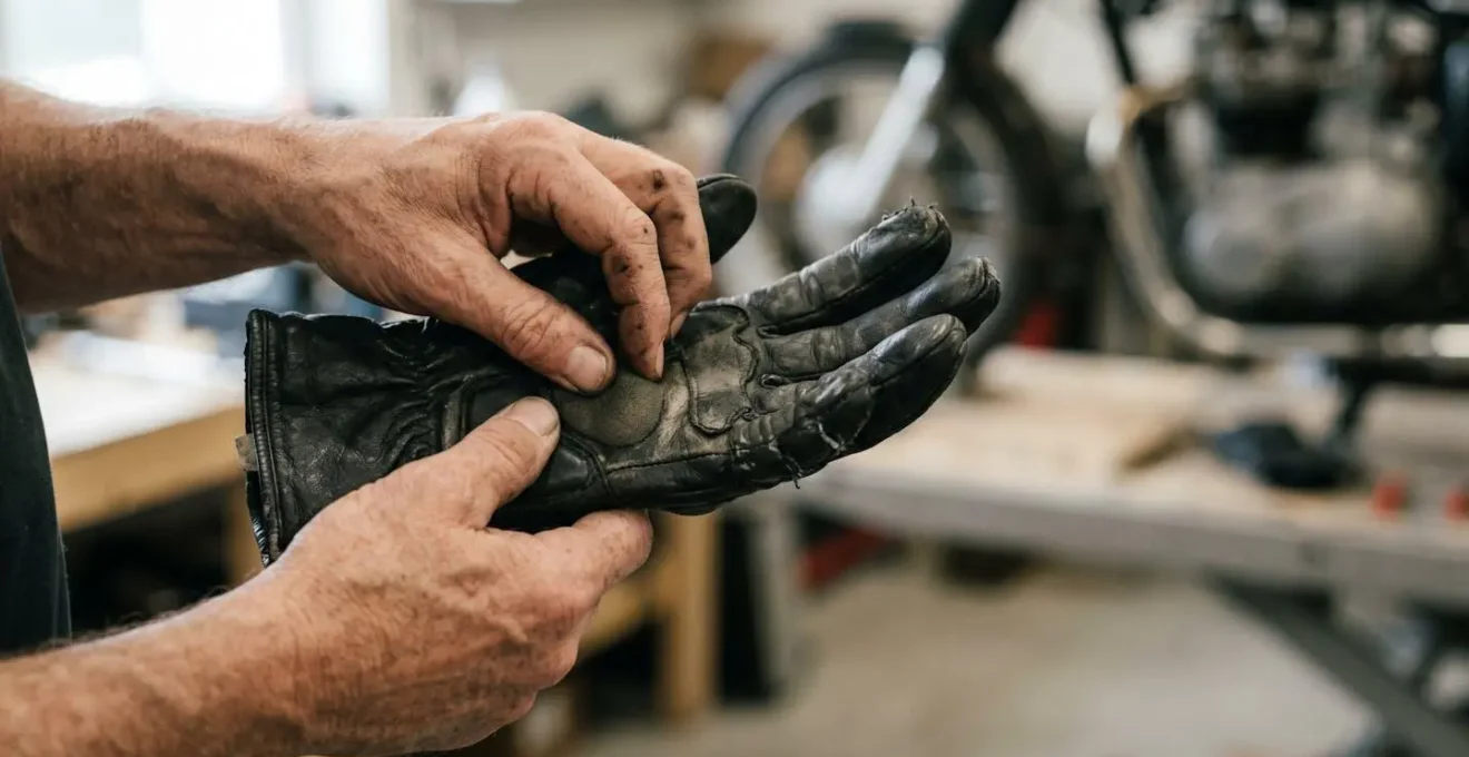 Inspection détaillée des signes d'usure sur des gants de moto certifiés